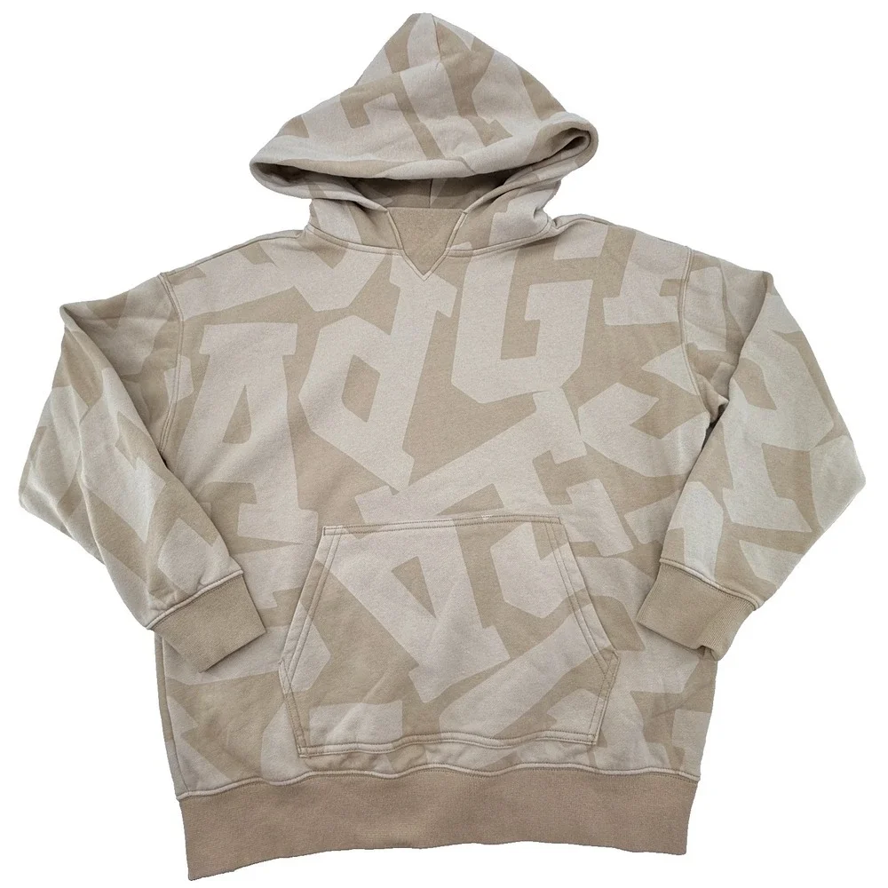 Gap Teen Hoodie Youth 12 Beige Logo Print Pullover Fleece Kids